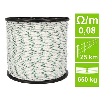 Weidezaunseil Premium Ultra weiß/grün 5,5 mm, 0,08 Ohm/m, 400 m