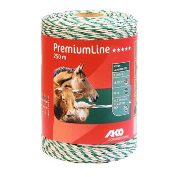 Weidezaunlitze PremiumLine, weiß/grün, 0,11 Ohm/m, Ø 3mm, 250 m