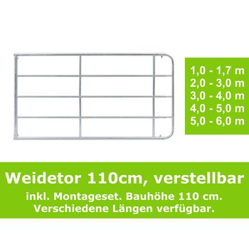 Verstellbares Weidetor Standard, Höhe 110 cm, verschiedene Längen verfügbar
